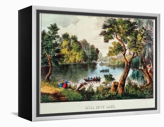 Mill Cove Lake (Colour Litho)-Currier & Ives-Framed Premier Image Canvas