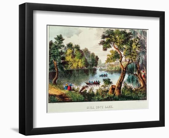 Mill Cove Lake (Colour Litho)-Currier & Ives-Framed Giclee Print