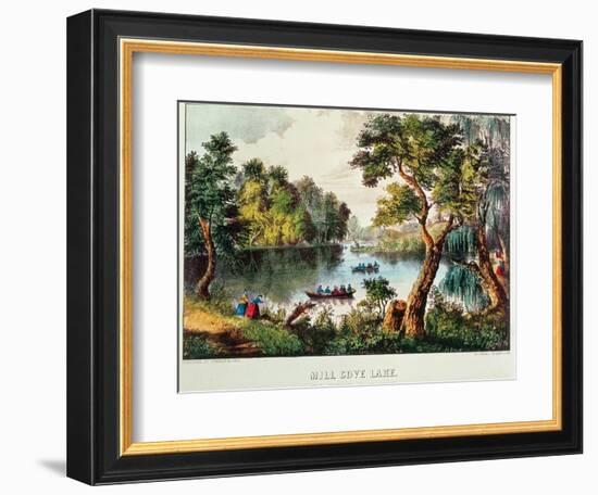 Mill Cove Lake (Colour Litho)-Currier & Ives-Framed Giclee Print