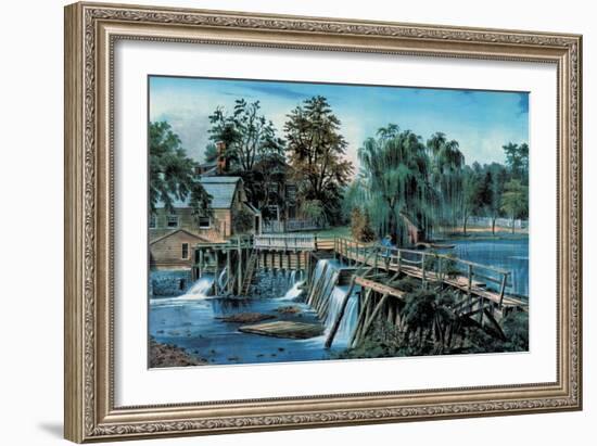 Mill-Dam-Currier & Ives-Framed Art Print