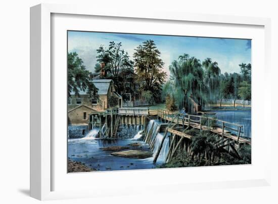 Mill-Dam-Currier & Ives-Framed Art Print