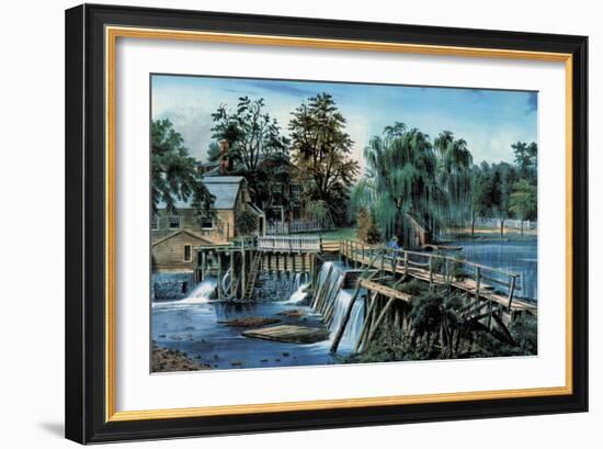 Mill-Dam-Currier & Ives-Framed Art Print