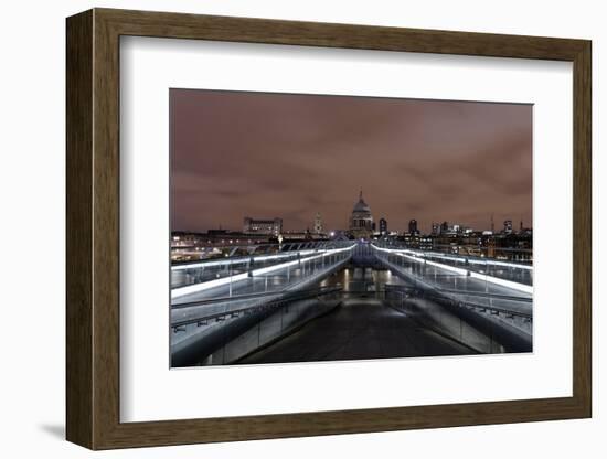 Millenium Bridge, Night Photography, St. Paul's Cathedral, the Thames, London-Axel Schmies-Framed Photographic Print