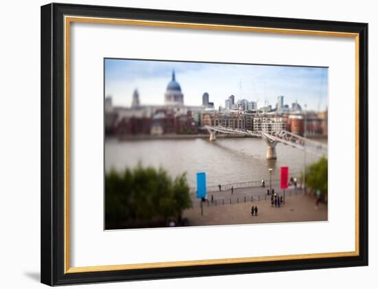 Millenium Bridge over the Thames and St Paul Cathedral on the Background, London-Felipe Rodriguez-Framed Photographic Print