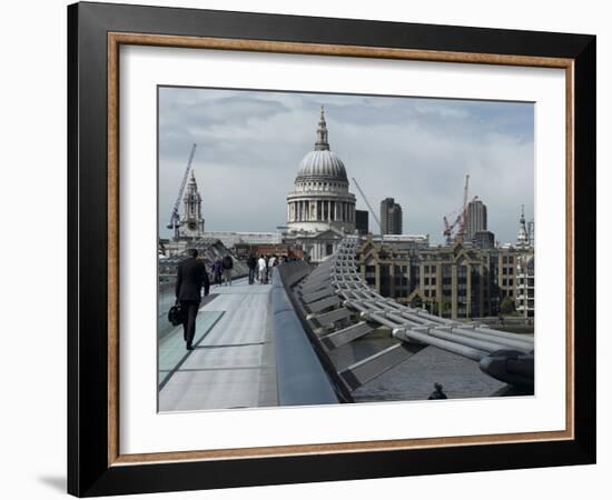 Millenium Bridge, Southbank, Southwark, and the Dome of St Pauls Cathedral-Richard Bryant-Framed Photographic Print