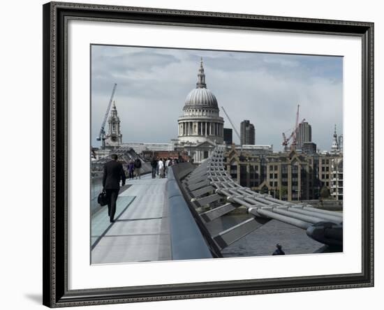 Millenium Bridge, Southbank, Southwark, and the Dome of St Pauls Cathedral-Richard Bryant-Framed Photographic Print