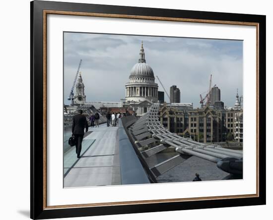 Millenium Bridge, Southbank, Southwark, and the Dome of St Pauls Cathedral-Richard Bryant-Framed Photographic Print