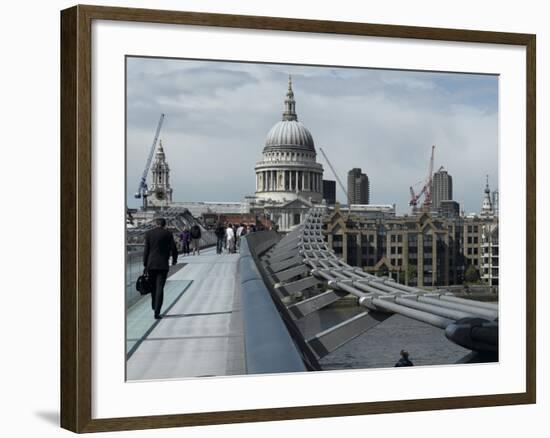 Millenium Bridge, Southbank, Southwark, and the Dome of St Pauls Cathedral-Richard Bryant-Framed Photographic Print