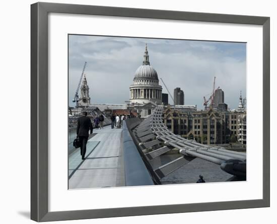 Millenium Bridge, Southbank, Southwark, and the Dome of St Pauls Cathedral-Richard Bryant-Framed Photographic Print