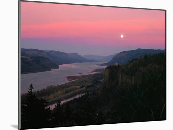 Millenium Moon over Crown Point, Portland Women's Forum State Park, Columbia River Gorge Nationa...-null-Mounted Photographic Print