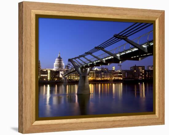 Millennium Bridge and St. Pauls Cathedral, London, England, UK-Charles Bowman-Framed Premier Image Canvas