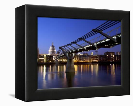 Millennium Bridge and St. Pauls Cathedral, London, England, UK-Charles Bowman-Framed Premier Image Canvas