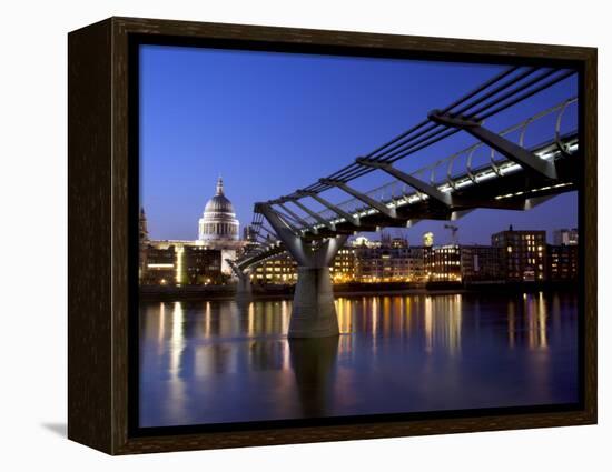 Millennium Bridge and St. Pauls Cathedral, London, England, UK-Charles Bowman-Framed Premier Image Canvas