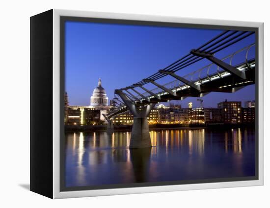 Millennium Bridge and St. Pauls Cathedral, London, England, UK-Charles Bowman-Framed Premier Image Canvas