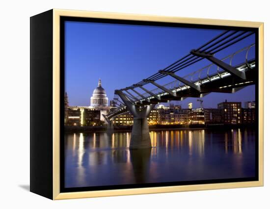 Millennium Bridge and St. Pauls Cathedral, London, England, UK-Charles Bowman-Framed Premier Image Canvas