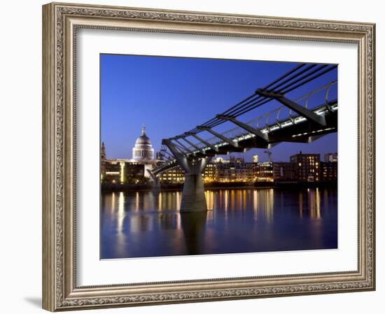 Millennium Bridge and St. Pauls Cathedral, London, England, UK-Charles Bowman-Framed Photographic Print