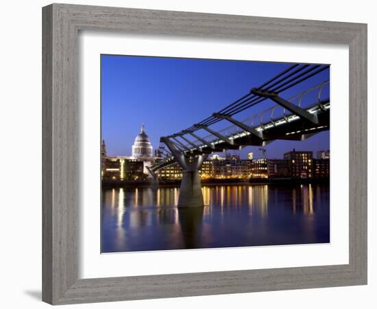 Millennium Bridge and St. Pauls Cathedral, London, England, UK-Charles Bowman-Framed Photographic Print