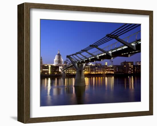 Millennium Bridge and St. Pauls Cathedral, London, England, UK-Charles Bowman-Framed Photographic Print