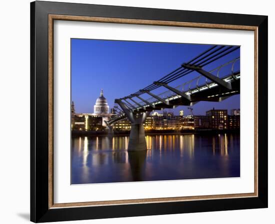 Millennium Bridge and St. Pauls Cathedral, London, England, UK-Charles Bowman-Framed Photographic Print