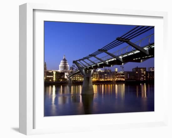 Millennium Bridge and St. Pauls Cathedral, London, England, UK-Charles Bowman-Framed Photographic Print