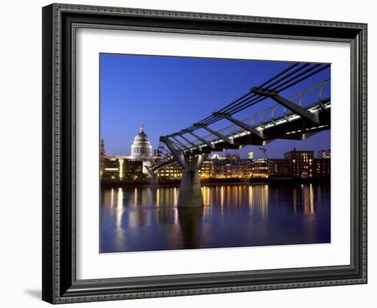 Millennium Bridge and St. Pauls Cathedral, London, England, UK-Charles Bowman-Framed Photographic Print