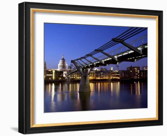 Millennium Bridge and St. Pauls Cathedral, London, England, UK-Charles Bowman-Framed Photographic Print