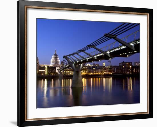 Millennium Bridge and St. Pauls Cathedral, London, England, UK-Charles Bowman-Framed Photographic Print