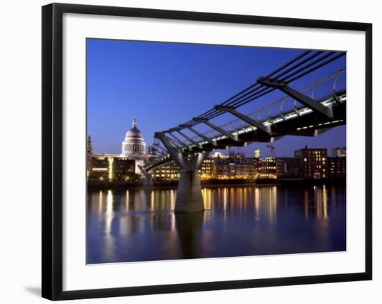 Millennium Bridge and St. Pauls Cathedral, London, England, UK-Charles Bowman-Framed Photographic Print