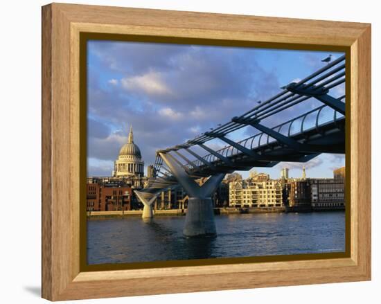 Millennium Bridge and St. Pauls, London, England-John Miller-Framed Premier Image Canvas