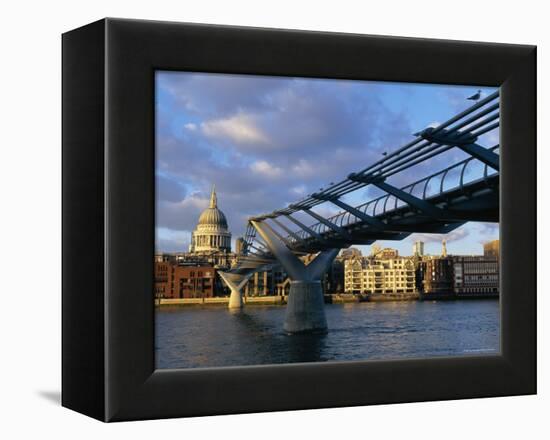 Millennium Bridge and St. Pauls, London, England-John Miller-Framed Premier Image Canvas