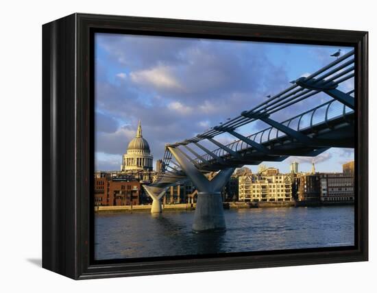 Millennium Bridge and St. Pauls, London, England-John Miller-Framed Premier Image Canvas