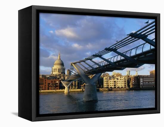Millennium Bridge and St. Pauls, London, England-John Miller-Framed Premier Image Canvas