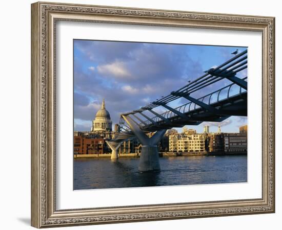 Millennium Bridge and St. Pauls, London, England-John Miller-Framed Photographic Print