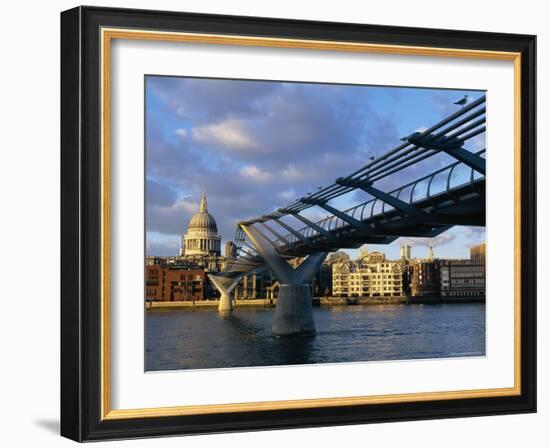 Millennium Bridge and St. Pauls, London, England-John Miller-Framed Photographic Print