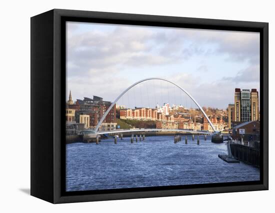 Millennium Bridge and the Baltic from the Swing Bridge, Newcastle Upon Tyne, Tyne and Wear, England-Mark Sunderland-Framed Premier Image Canvas