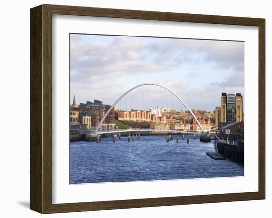 Millennium Bridge and the Baltic from the Swing Bridge, Newcastle Upon Tyne, Tyne and Wear, England-Mark Sunderland-Framed Photographic Print