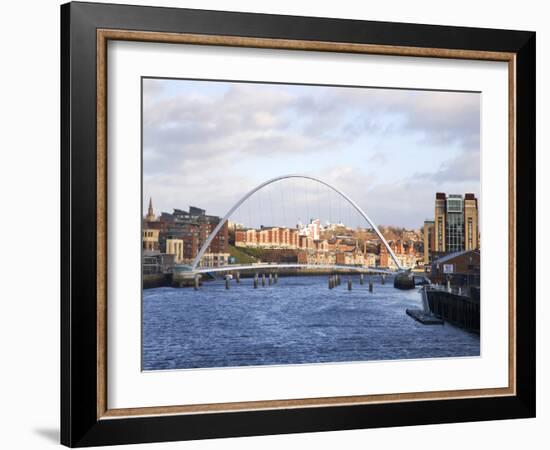 Millennium Bridge and the Baltic from the Swing Bridge, Newcastle Upon Tyne, Tyne and Wear, England-Mark Sunderland-Framed Photographic Print