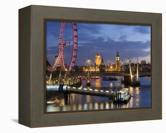 Millennium Wheel and Houses of Parliament, London, England-Peter Adams-Framed Premier Image Canvas