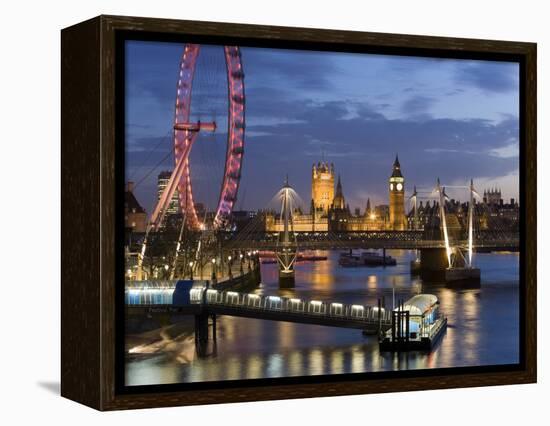 Millennium Wheel and Houses of Parliament, London, England-Peter Adams-Framed Premier Image Canvas