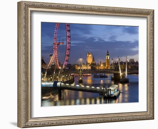 Millennium Wheel and Houses of Parliament, London, England-Peter Adams-Framed Photographic Print