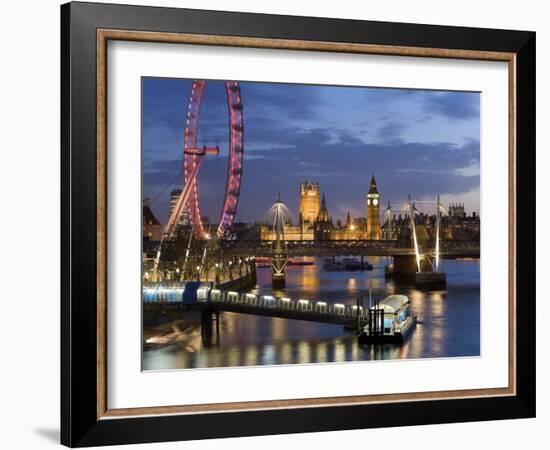 Millennium Wheel and Houses of Parliament, London, England-Peter Adams-Framed Photographic Print