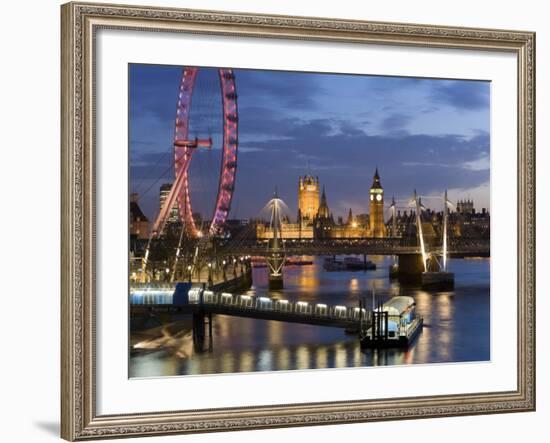 Millennium Wheel and Houses of Parliament, London, England-Peter Adams-Framed Photographic Print