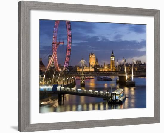 Millennium Wheel and Houses of Parliament, London, England-Peter Adams-Framed Photographic Print