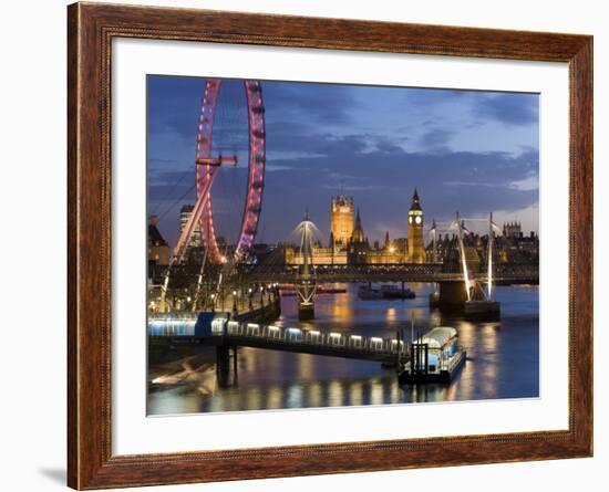 Millennium Wheel and Houses of Parliament, London, England-Peter Adams-Framed Photographic Print