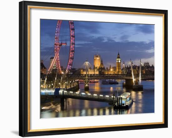 Millennium Wheel and Houses of Parliament, London, England-Peter Adams-Framed Photographic Print