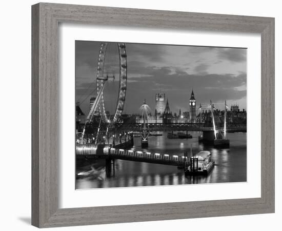 Millennium Wheel and Houses of Parliament, London, England-Peter Adams-Framed Photographic Print