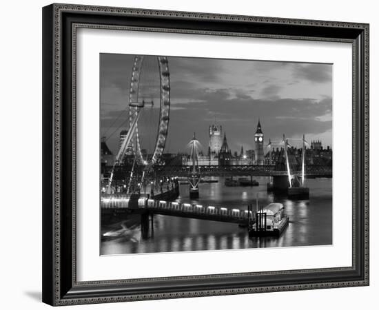 Millennium Wheel and Houses of Parliament, London, England-Peter Adams-Framed Photographic Print