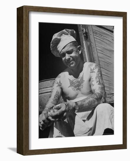 Miller Bros. Circus Chef Sitting and Peeling Potato-Cornell Capa-Framed Photographic Print