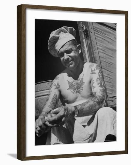 Miller Bros. Circus Chef Sitting and Peeling Potato-Cornell Capa-Framed Photographic Print