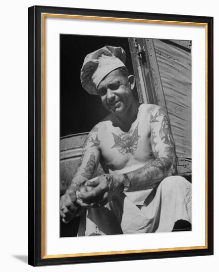 Miller Bros. Circus Chef Sitting and Peeling Potato-Cornell Capa-Framed Photographic Print